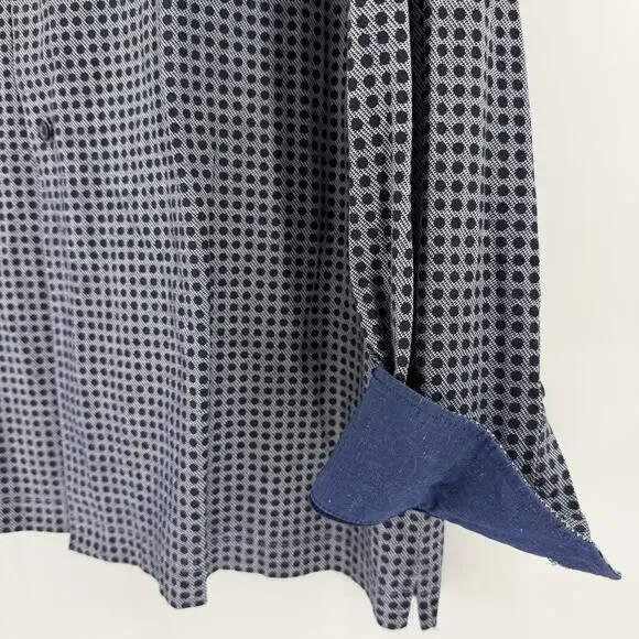 Bugatchi Button Up Shirt Casual Blue Check Polka Dot Flip Cuff Mens Size 2XL - Picture 3 of 9